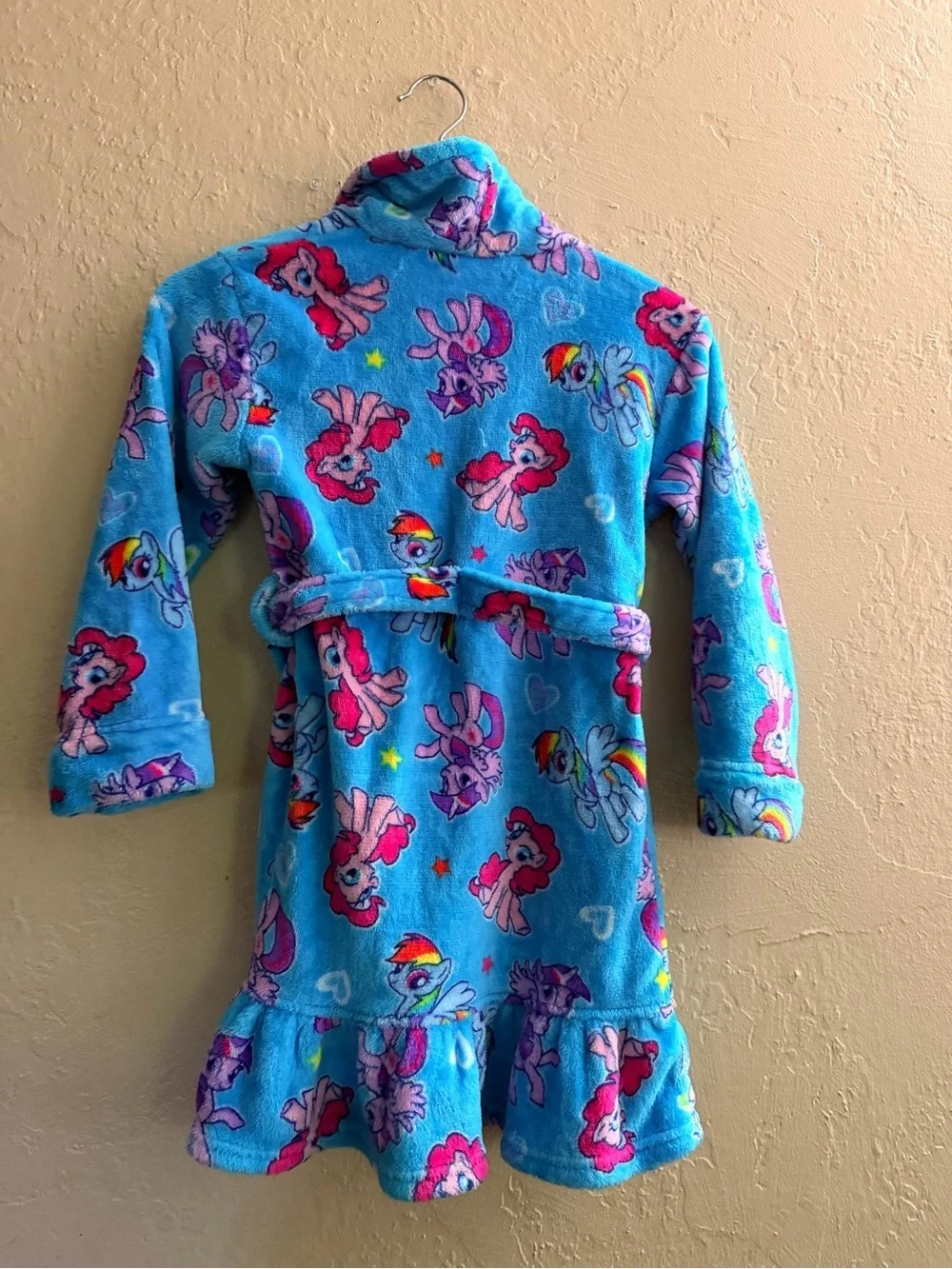 My Little Pony Bright Blue Plush Robe with Pink Logo